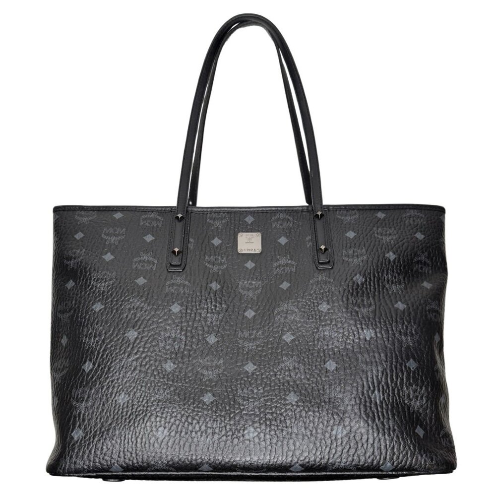 MCM Black Visetos Anya Tote Shoulder Bag Top Zip Carryall